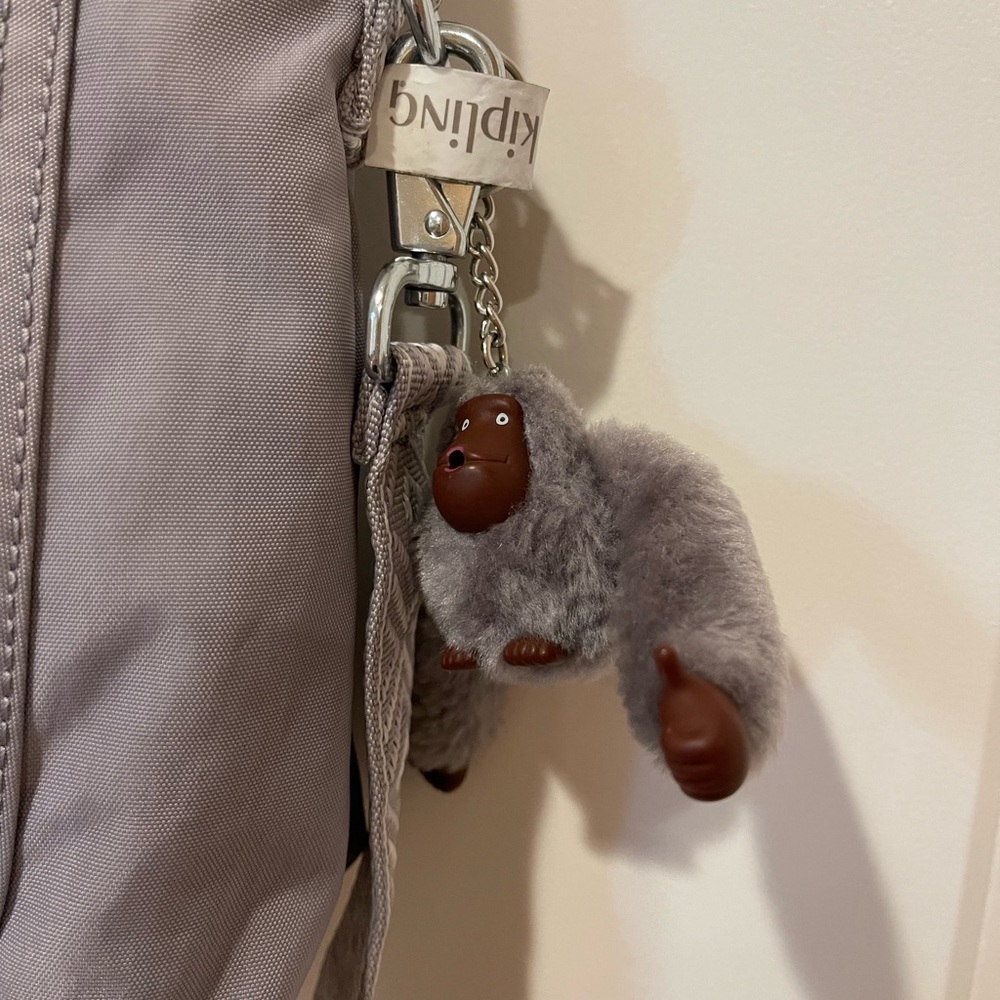 Kipling Light Gray Tote With Patterned Strap - image 4